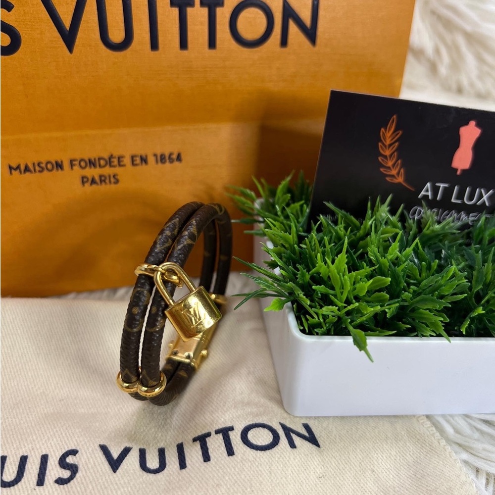 SOLD Authentic Louis Vuitton Keep It Twice Mono Canvas Padlock Charm Bracelet